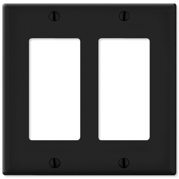 Ezgeneration LV80409x-LV80409E Decora Wallplate, 2 Gang, Black EZ1568173